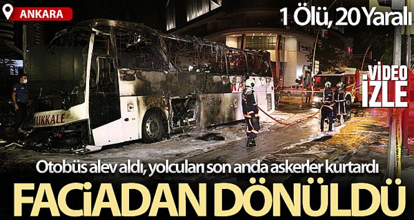 Aydınlatma direğine çarpan yolcu otobüsü yandı: 1 ölü, 3'ü ağır 17 yaralı