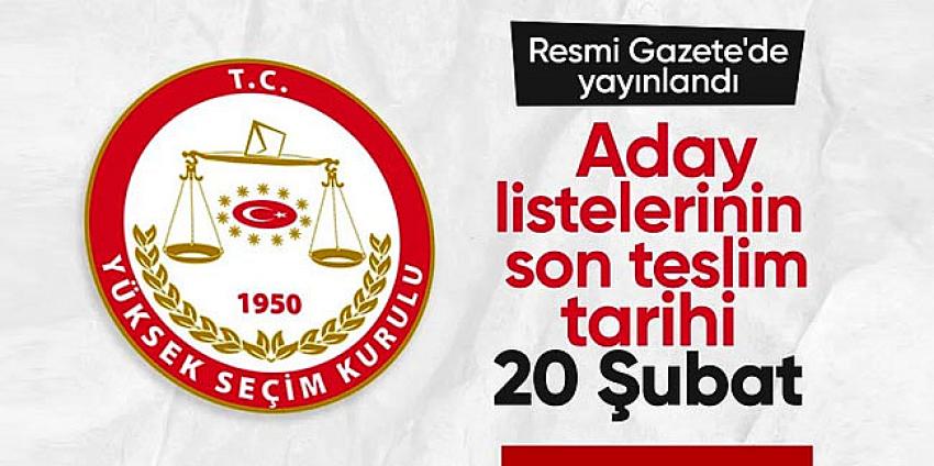 Aday listelerinin teslim yöntemlerine ilişkin YSK kararı Resmi Gazete’de