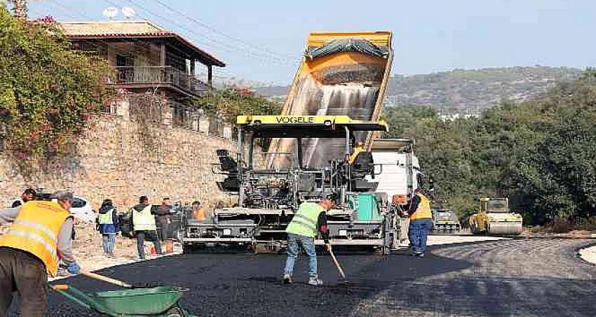 Bodrum yollarında asfalt çalışması