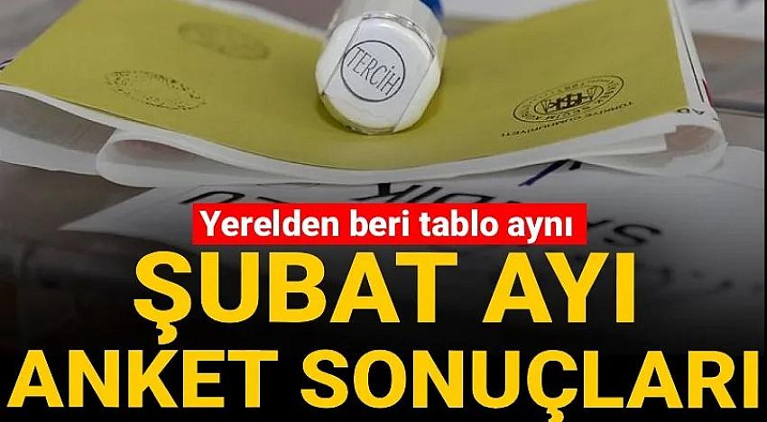 Şubat ayının anket sonuçları: Yerelden beri tablo aynı