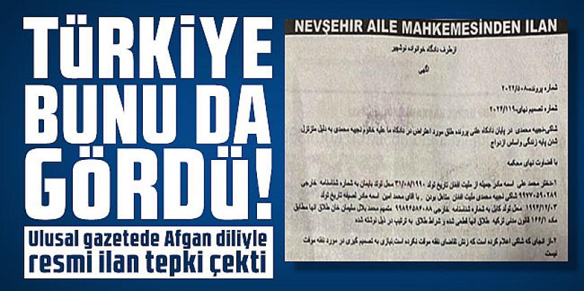 Ulusal gazetede Afgan diliyle ilan tepki çekti