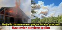 Muğla'da başlayan orman yangını Antalya'ya sıçradı! Bazı evler alevlere teslim