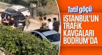 Bayram için Bodrum'a gidenler trafikte kavga etti