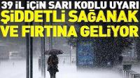 39 il için fırtına ve yağış uyarısı